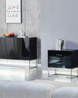 BUFFET ALYA BOIS LAQUE NOIR PIEDS CHROME
