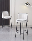 TABOURET DE BAR CATHY PIED METAL NOIR ECRU 3D