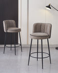 TABOURET DE BAR CATHY PIED METAL NOIR TAUPE 3D