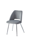 CHAISE VELOURS PIED ARGENT