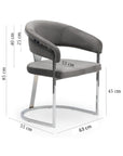 CHAISE ANA INOX VELOUR ARGENT