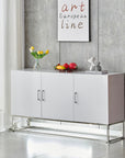 BUFFET ALYA BOIS LAQUE BLANC PIEDS CHROME