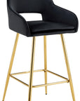 TABOURET DE BAR ATHENA PIED GOLD VELOURS NOIR