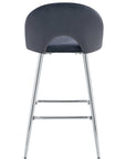 TABOURET DE BAR TEDDY PIED CHROME VELOURS ANTHRACITE
