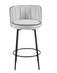 TABOURET DE BAR CATHY PIED METAL NOIR ECRU 3D
