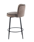 TABOURET DE BAR CATHY PIED METAL NOIR TAUPE 3D