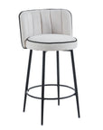 TABOURET DE BAR CATHY PIED METAL NOIR ECRU 3D
