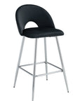 TABOURET DE BAR TEDDY PIED CHROME VELOURS NOIR