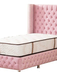 LIT COFFRE CLOUTE 90X190 ROSE