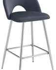TABOURET DE BAR TEDDY PIED CHROME VELOURS ANTHRACITE