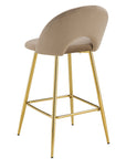 TABOURET DE BAR TEDDY PIED GOLD VELOURS TAUPE