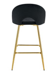 TABOURET DE BAR TEDDY PIED GOLD VELOURS NOIR