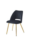 CHAISE VELOURS PIED DORÉ