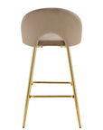 TABOURET DE BAR TEDDY PIED GOLD VELOURS TAUPE
