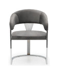 CHAISE ANA INOX VELOUR ARGENT