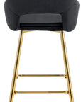 TABOURET DE BAR ATHENA PIED GOLD VELOURS NOIR