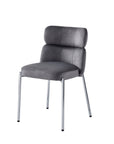 CHAISE STEPHANY VELOURS ARGENT