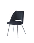 CHAISE VELOURS PIED ARGENT