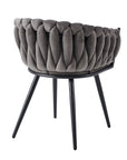 Lot de 2 chaises TRESSEES Velours Pied en métal noir