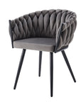 Lot de 2 chaises TRESSEES Velours Pied en métal noir