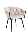 Lot de 2 chaises TRESSEES Velours Pied en métal noir