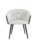 Lot de 2 chaises TRESSEES Velours Pied en métal noir
