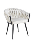Lot de 2 chaises TRESSEES Velours Pied en métal noir