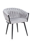 Lot de 2 chaises TRESSEES Velours Pied en métal noir