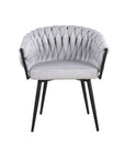 Lot de 2 chaises TRESSEES Velours Pied en métal noir
