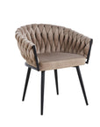 Lot de 2 chaises TRESSEES Velours Pied en métal noir