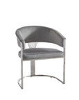 CHAISE ANA INOX VELOUR ARGENT
