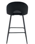 TABOURET DE BAR TEDDY PIED METAL NOIR VELOURS NOIR