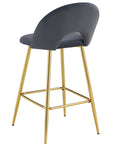 TABOURET DE BAR TEDDY PIED GOLD VELOURS ANTHRACITE