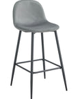 TABOURET DE BAR SCANDINAVE METAL NOIR VELOURS GRIS