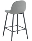 TABOURET DE BAR SCANDINAVE METAL NOIR VELOURS GRIS