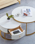 TABLES BASSE SAMIRA OR CERAMIQUE BLANC
