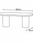 TABLE REPAS CURVE 180X90