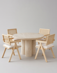 TABLE DE REPAS MAYA EFFET TRAVERTIN BEIGE