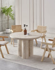TABLE DE REPAS MAYA EFFET TRAVERTIN BEIGE
