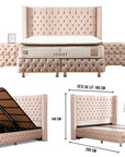 LIT COFFRE CLOUTE BEIGE 160
