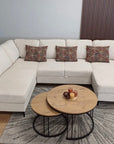 CANAPÉ PANORAMIQUE VIENNA BEIGE AVEC 2 COFFRES 203X310X160