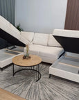CANAPÉ PANORAMIQUE VIENNA BEIGE AVEC 2 COFFRES 203X310X160