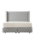 LIT COFFRE CLOUTÉ GRIS 140X190