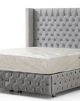 LIT COFFRE CLOUTÉ GRIS 140X190