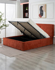 Lit Double Coffre Olivia Chenille Terracotta 160x200 cm