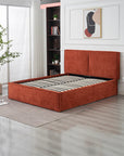Lit Double Coffre Olivia Chenille Terracotta 160x200 cm
