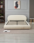 Lit Double Coffre Babylone Chenille Beige 160x200 cm
