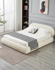 Lit Double Coffre Babylone Chenille Beige 160x200 cm