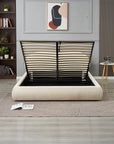 Lit Double Coffre Babylone Chenille Beige 160x200 cm