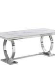 TABLE REPAS OMEGA ARGENT 180X90